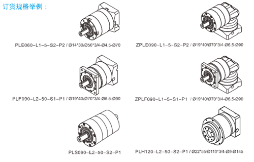 精密行星減速機訂貨規格舉例