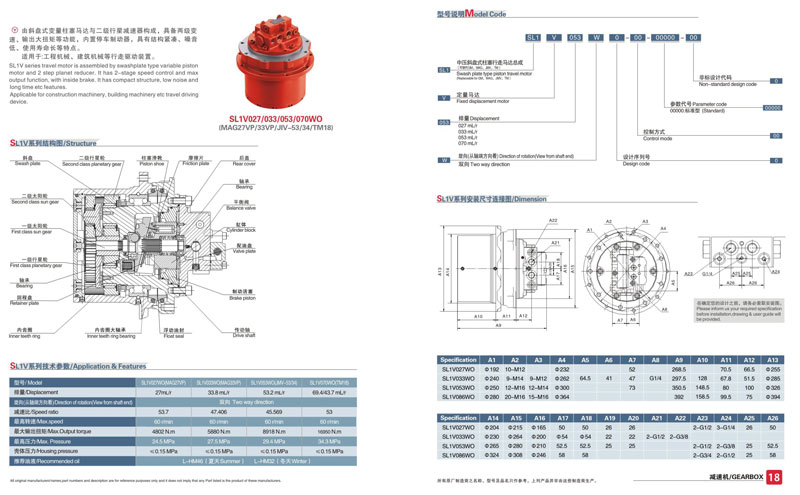 SL1V系列液壓行星減速機參數圖紙