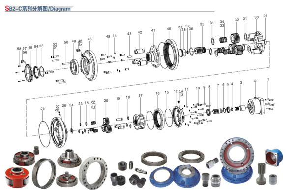SB2-C系列回轉減速機分解圖