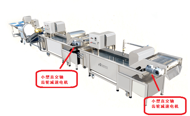 小型直交軸齒輪減速電機應用在蔬菜清洗線上.png